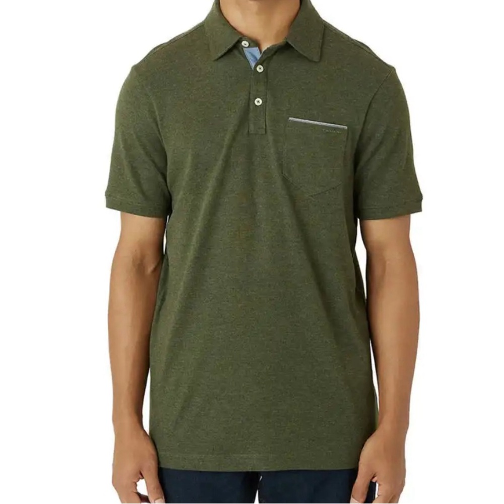 Tahari Men's Short Sleeve Premium Soft Polo Shirt, Green Pocket‎ Large Pre-owned